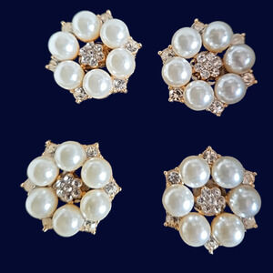 Magnetic Horse Show Number Pins Gold Pearl Rhinestone Concho Set of 4 NEW